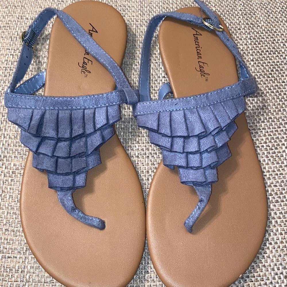 AMERICAN EAGLE Blue Jean Blue THONG SANDALS 7